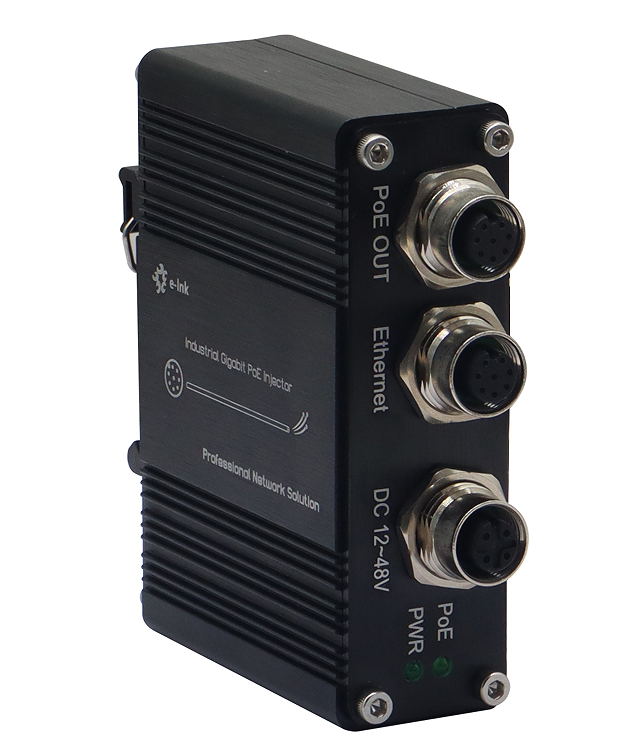 Power Over Ethernet - EN50155 Industriële M12 PoE-injector 12-48V DC