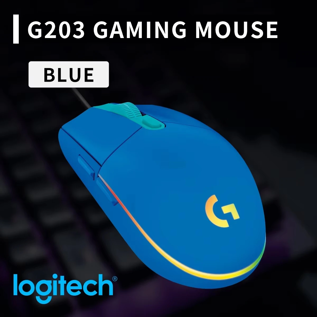 Logitech Mouse G203 - Logitech G203 bedrade gamingmuis met RGB-achtergrondverlichting,