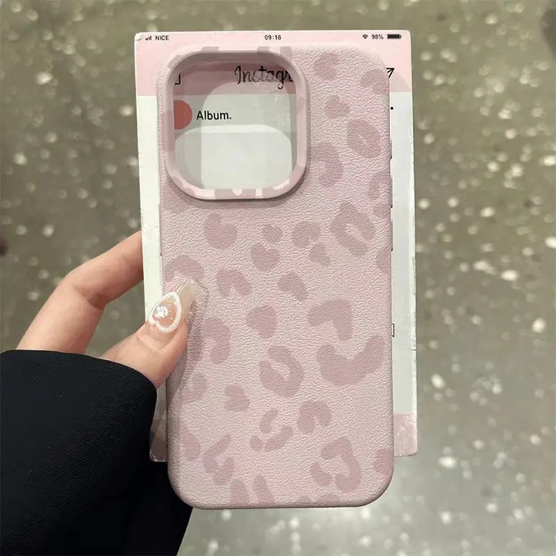 Receipt Printer Thermal - Roze Luipaard Print Lichee Patroon Siliconen