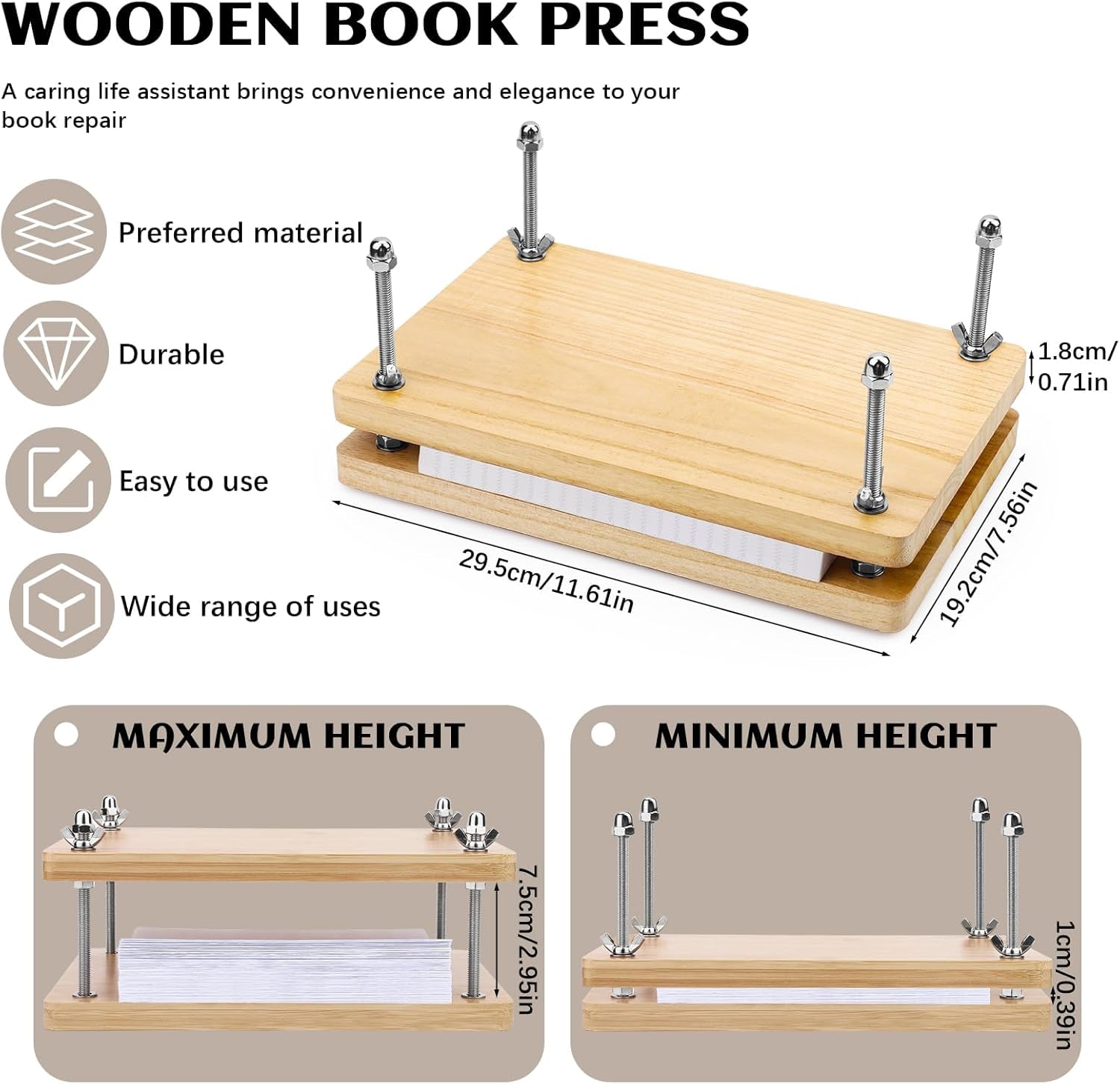 Houten boekpers, bindmiddel, p - Binding Machine Comb recensie en prijs